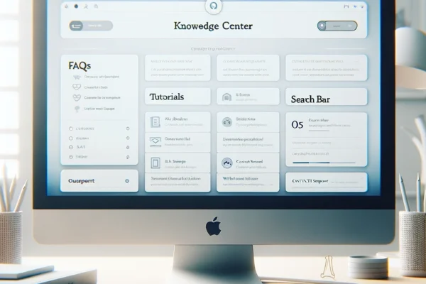 knowledge center on monitor screen in a work environment